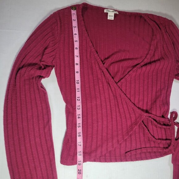 Billabong Women Faux Ribbed Wrap Long Sleeve Cotton Sweater Top Size XS - Picture 5 of 10